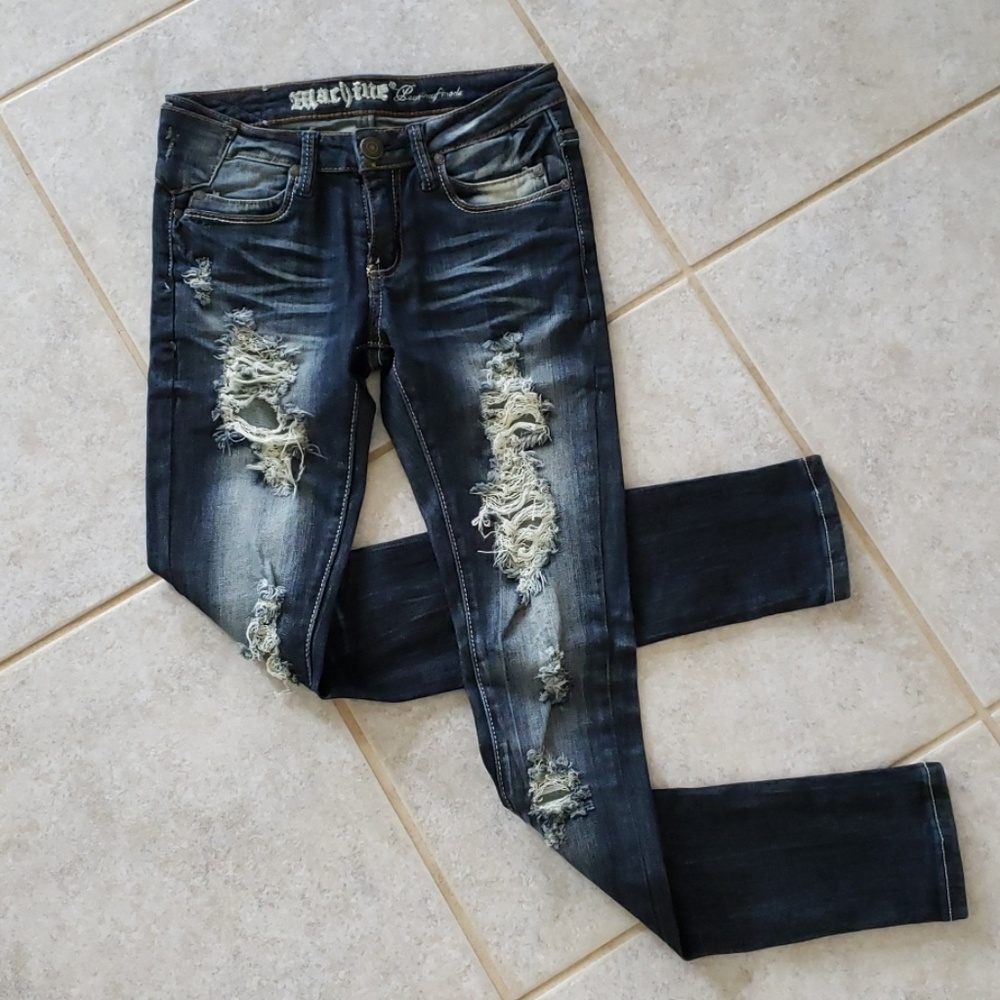 Machine destroyed skinny denim, 26